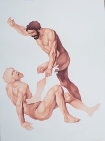 Irfan Hasan Kain Zabija Abia, After Daniele Crespi 2016 Opaque watercolor on paper 55 x 40 in.