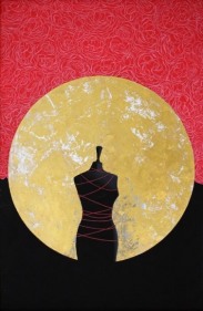 Ayesha Durrani WITHIN THE HALO 2008 Gouache and gold leaf on wasli 20 x 13 in.