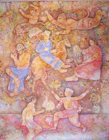 Sakti Burman MORNING MELODY 2009 Oil on canvas 57.5 x 45.5 in.