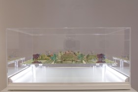 Abdullah M. I. Syed Moneyscape VI: Playground of Alternative Economies  2017 Hand-cut and assembled various uncirculated banknotes in custom light-box vitrine 22 x 22 x 10 in.