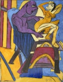 K. G. Subramanyan UNTITLED (MAN AND WOMAN) Reverse painting on clear acrylic sheet 11.5 x 8 in.