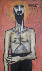 Francis Newton Souza PORTRAIT OF HUSAIN 1958 Oil on board 24 x 40 in.  NFS