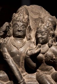 Uma Mahesvara Eastern India Black stone c. 9th Century 16 in.