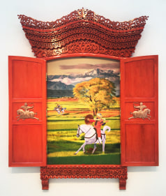 Adeela Suleman  Not Everyone's Heaven - 5, 2017  Wood, Polish &amp; Enamel Paint Hardener and Lacquer  88.5 x 62.5 x 5 in