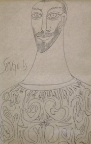 F.N. Souza UNTITLED (PORTRAIT OF A BEARDED MAN) 1963 Ink on paper 12.5 x 8 in.