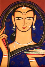 Jamini Roy ASPARA WITH RICE PLATE 2 Gouache on board 16.5 x 11 in.  SOLD