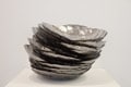 Adeela Suleman, Stacked, 2009, Electroplated steamers, drain cover nuts &amp; bolts, 18 x 18 x 14 in