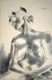 K. Laxma Goud UNTITLED (ELDERLY WOMAN RESTING) 1985 Pencil on paper 21.5 x 14 in.