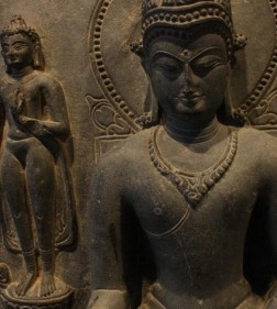 Crowned Buddha Pala Black stone 11th Century 19 in.