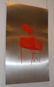 Raqs Media Collective ANONYMOUS STEEL WORKER 2007 Silkscreen print on stainless steel Edition 1 of 6 90 x 60 in.