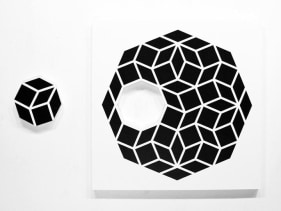 Aakash Nihalani WHOLE 1 2012 Acrylic on wood 36 x 36 in. (Image courtesy of Jonathan LeVine Gallery)