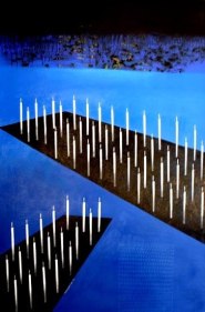 Partha Shaw MANY CANDLES AT THE SEA 2006 Acrylic on board 63.5 x 57.5 in.