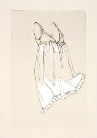 Naiza Khan LIBAS-E-SHAB KHAWABI (NIGHT DRESS) 2007 Hand-tinted etching on rives Edition 5/8 10 x 7 in.