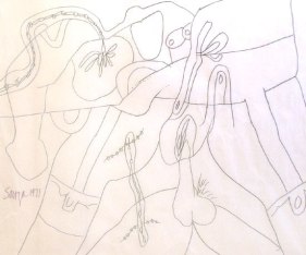 F. N. Souza EROTIC DRAWING 4 1971 Pen and ink on paper 13.5 x 16.5 in.