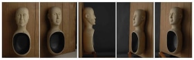 Mayyur Gupta ICON 2007 Bronze, graphite and wood 30 x 11 x 7 in. UNAVAILABLE (Multiple views of the same sculpture)