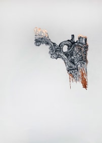 Najmun Nahar Keya  Corinthian Dhaka (24)  2019  Charcoal, graphite, rabbit skin glue, copper, on Fabriano archival paper  28 x 20 in