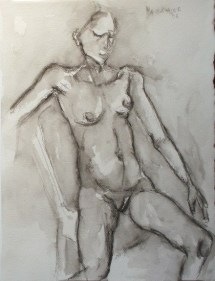 Akbar Padamsee UNTITLED 13 - WOMEN STANDING 2006 Charcoal on paper 15 x 11.5 in.