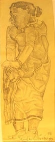 T. Vaikuntam UNTITLED (STANDING WOMAN II) 1988 Pencil on paper 7 x 2.5 in.