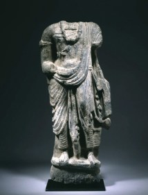 Grey Schist Bodhisattva Gandhara 2nd-3rd century 19.7 x 7.9 x 4.3 in.