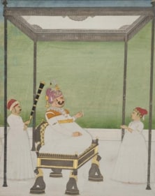 Portrait of Maharaja Madho Singh of Jaipur Northern India, Jaipur c. 1810 Opaque watercolour heightened with gold on wasli 11 x 8.75 in.