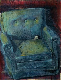 Indrapramit Roy THINKING CHAIR Mixed media on paper 29 x 21 in.  SOLD