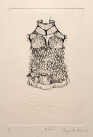 Naiza Khan ZRAH BAKTAR (ARMOUR) 2007 Etching on rives Edition 5/8 10 x 7 in.