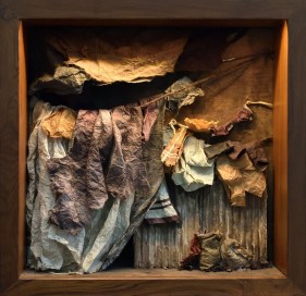 Sudipta Das  Shelter - 3, 2019  Hanji Paper, Rice Paper, Water Color on Board  13.19h x 13.19w x 5.31d in