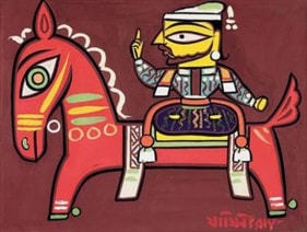 Jamini Roy UNTITLED (RAJA ON HORSE) ND Gouache on card 11 x 14.5 in.