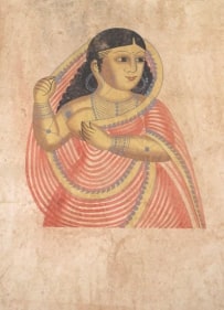 Kalighat Painting UNTITLED 12 (GIRL IN RED) ND Watercolour on paper 18 x 13 in.