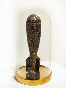 Promotesh Das Pulak  Untitled (For a pretty large explosion), 2019  Drawing on paper, brass, copper  10.50 x 5 in