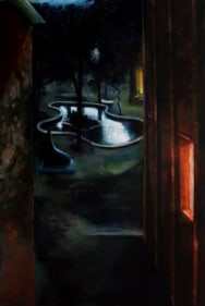 Indrapramit Roy THE POND (MIDNIGHT IN THE GARDEN OF GOOD AND EVIL) 2006 Oil on canvas 72 x 48 in.  SOLD