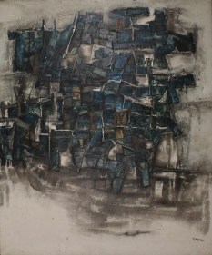 Ram Kumar BLUE AND WHITE ABSTRACTION c. 1960s Oil on canvas 40.25 x 33 in.  NFS