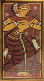 Jamini Roy Untitled (Gopi) ND Tempera on card 20.5 x 10 in.