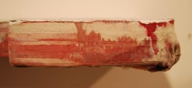 Saad Qureshi WHAT IS IT ALL FOR? 2010 Oil and banknotes on canvas 1.5 x 12 x 7 in.