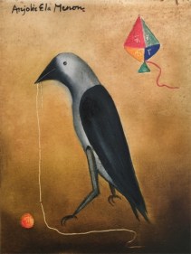 Anjolie Ela Menon Crow 2017 Oil on masonite board ​16 x 12 in.
