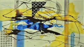 M. Pravat Untitled (B2) 2016 Mixed media on paper 24 x 42 in.