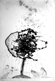 Partha Pratim Deb AROUND A TREE 2004 Ink on paper 22 x 15 in.