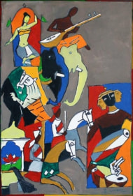 M. F. Husain Bharat 1999 Acrylic on canvas 36 x 24 in.