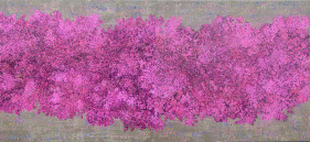 G. R. Iranna  Pink Blossom, 2022  Acrylic on canvas  60h x 132w in