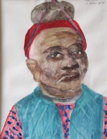 Nalini Malani WATER CARRIER 1987 Watercolor on paper 15 x 11 in.