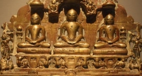 Jain Altarpiece India Brass with silver inlay 11th/12th Century 6 x 8 in.