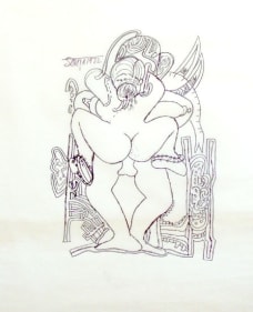 F. N. Souza EROTIC DRAWING 1 1972 Pen and ink on paper 16 x 12.5 in.
