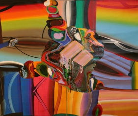 Bose Krishnamachari STRETCHED BODIES 24 2007 Acrylic on canvas 48 x 48 in.  NFS