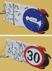 Devang Anglay IN BETWEEN THE SICKLE AND THE HAMMER 2005 Acrylic on wood 35 x 16.5 x 3 in.