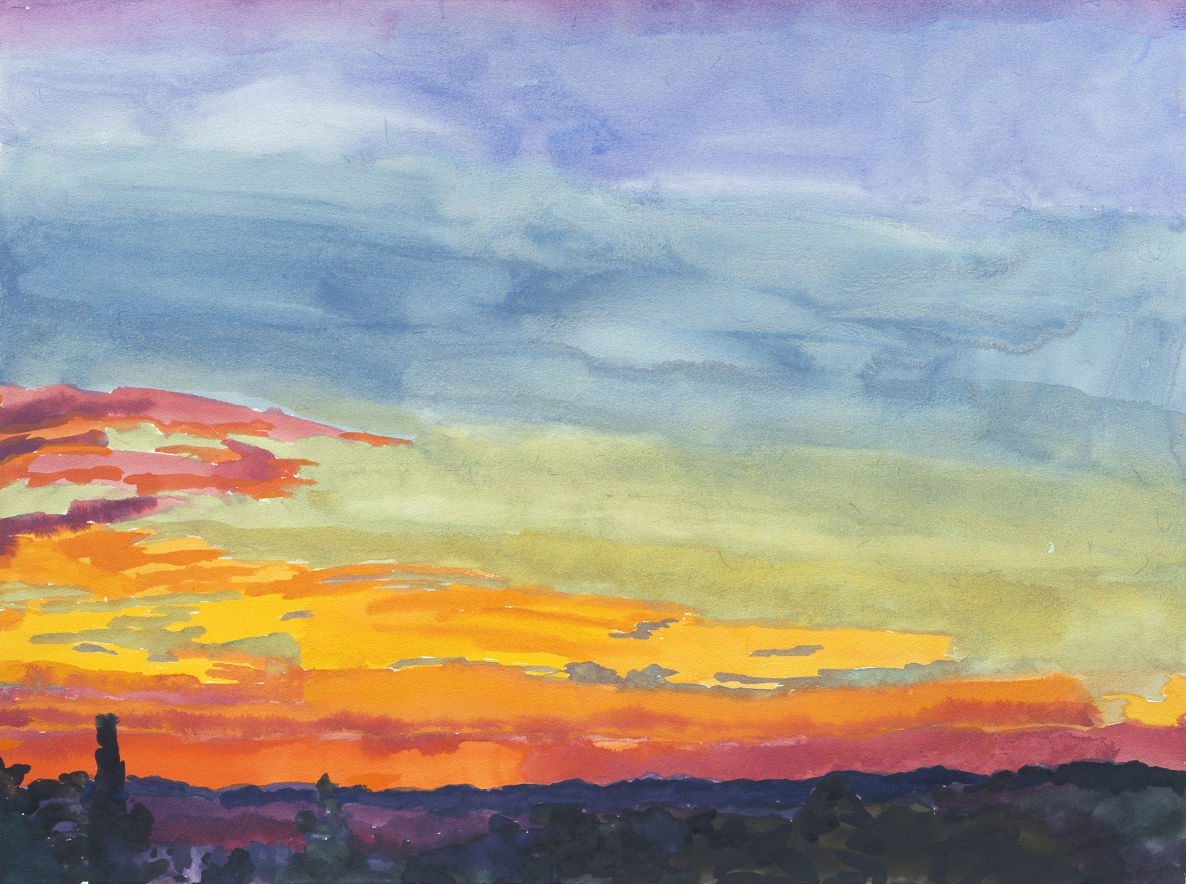 Graham Nickson, Luciano d'Asso, Tuscany, 2005    Watercolor on paper 21 1/2 x 29 inches