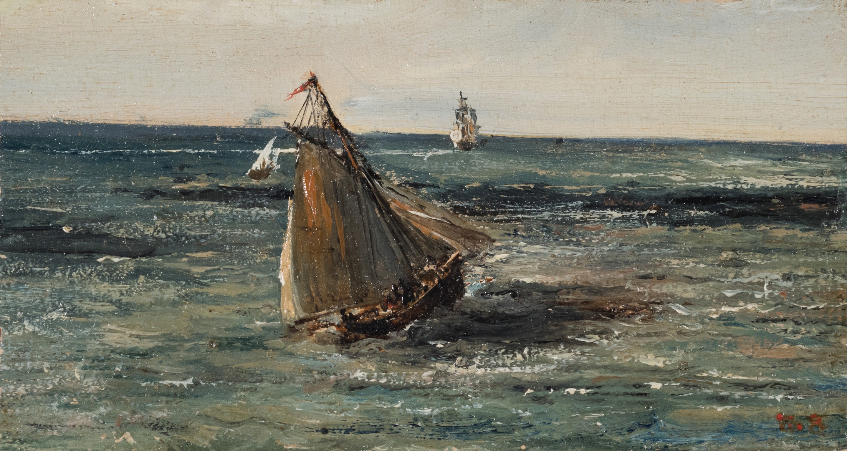 Theodore Rousseau Seascape, c. 1830 Oil on panel 2 7/8 x 5 1/2 inches