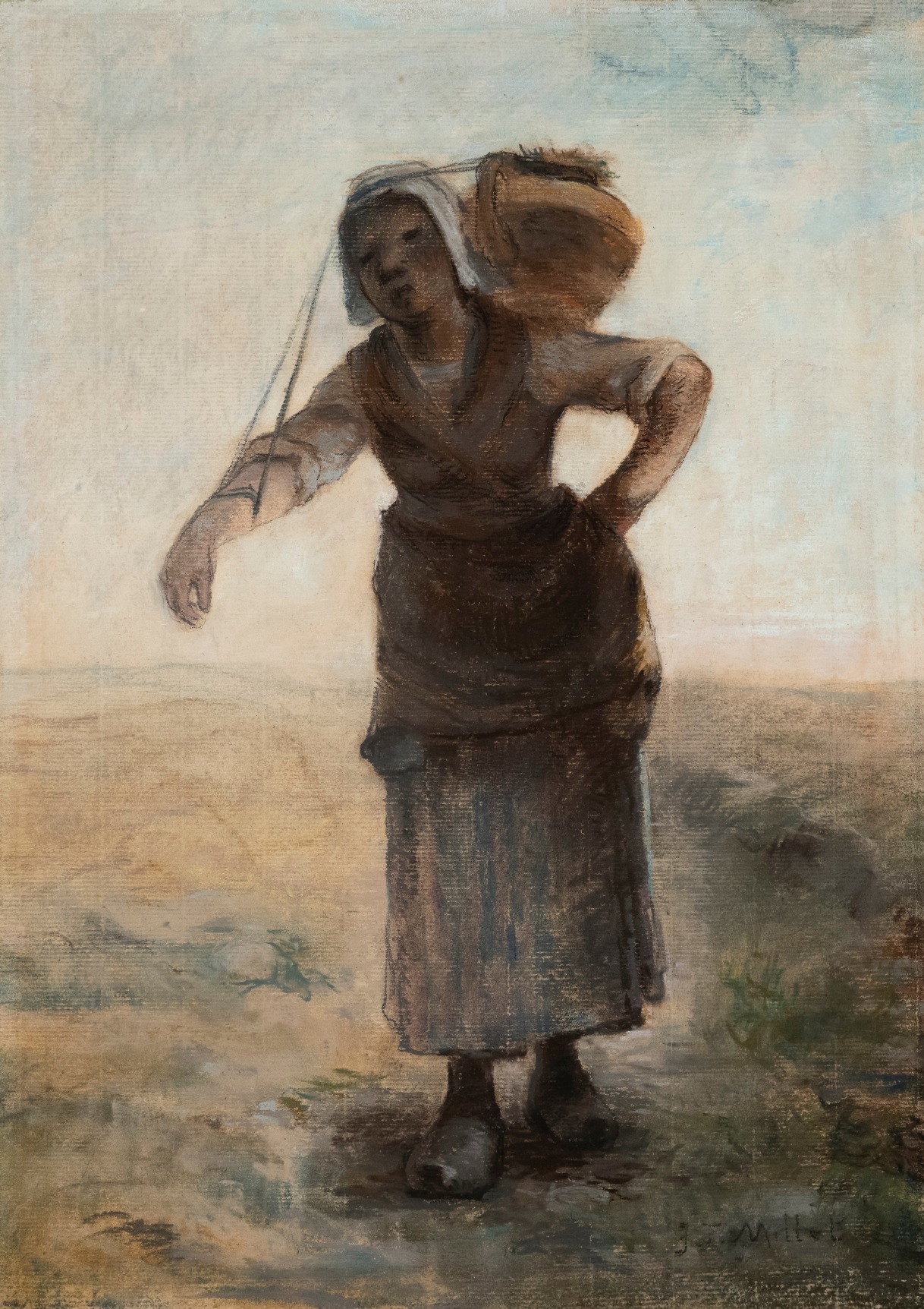 Jean Francois Millet Norman Milkmaid    Pastel and charcoal on paper 16 1/8 x 11 3/8 inches