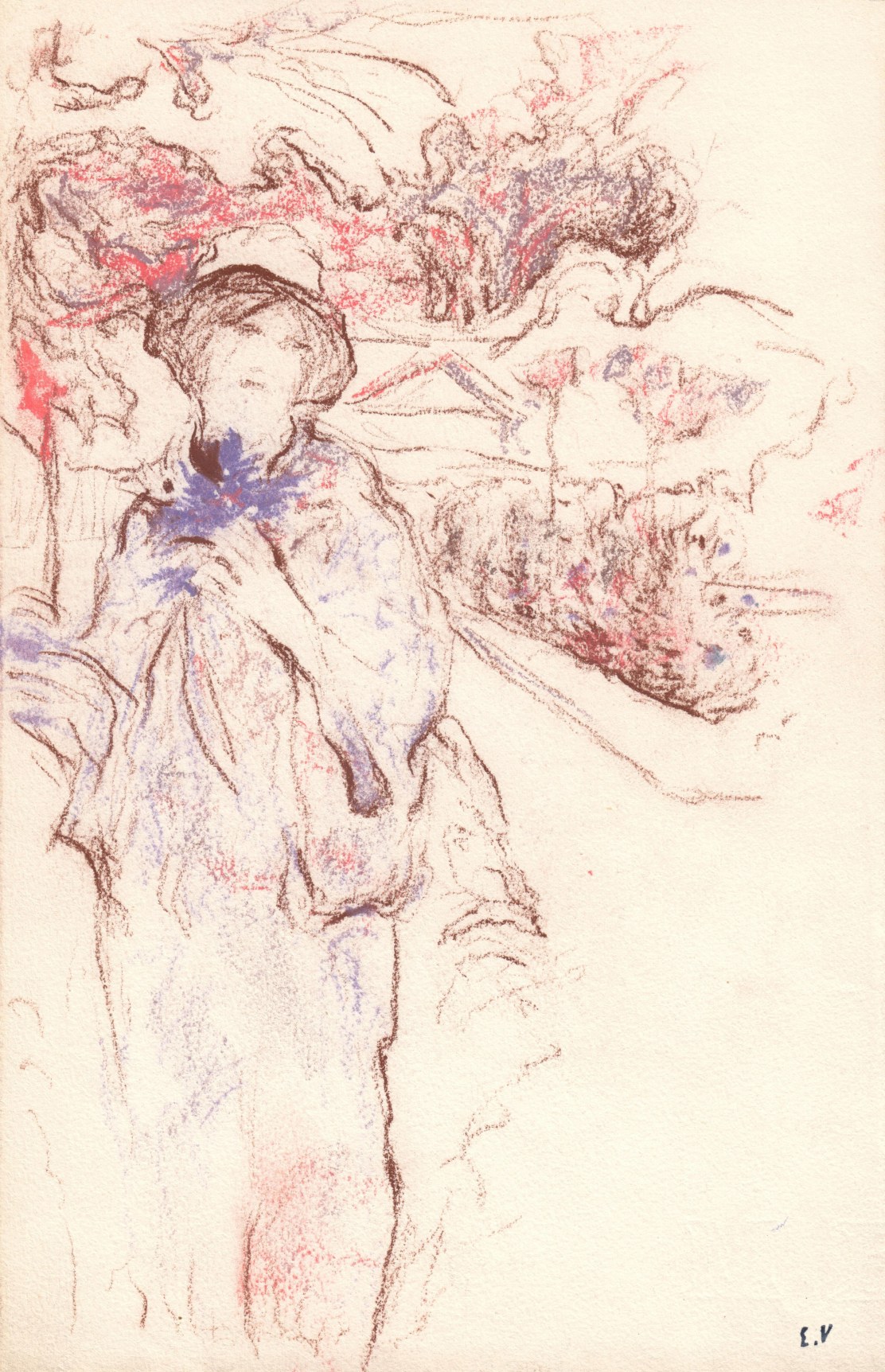 Edouard Vuillard, Lucie Hessel au jardin, 1910 Pastel on paper, 9 3/4 x 6 1/4 inches