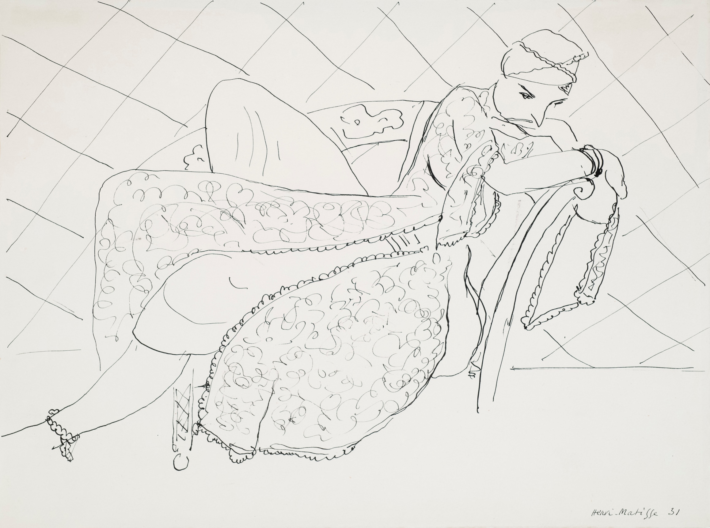 Henri Matisse  La femme en costume persan, 1931  Pen and ink on paper 11 1/8 x 15 in. (28.3 x 38 cm)