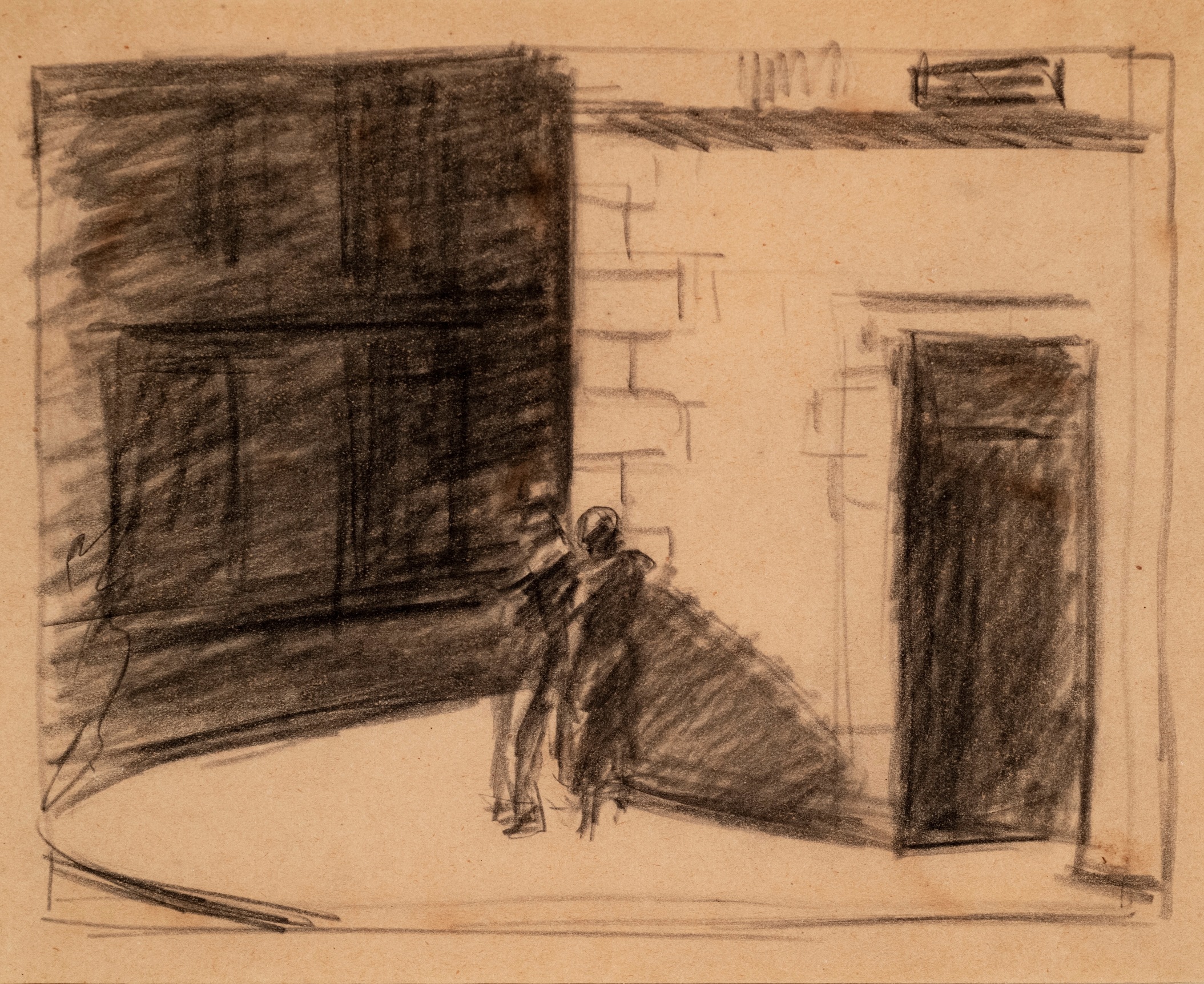 Edward Hopper Couple at a Street Corner, c. 1962&nbsp;&nbsp;  Charcoal on paper 8 1/2 x 11 inches